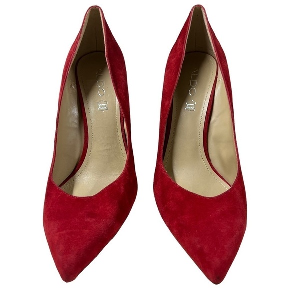 ALDO Red Suede Leather Stiletto Heels - Picture 6 of 15